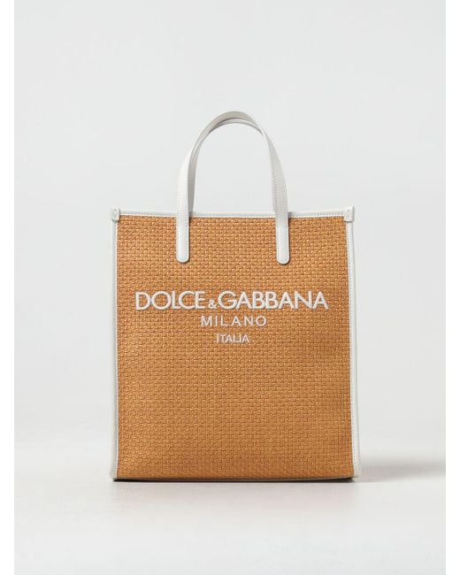 Borsa in rafia e pelle di Dolce & Gabbana in Natural