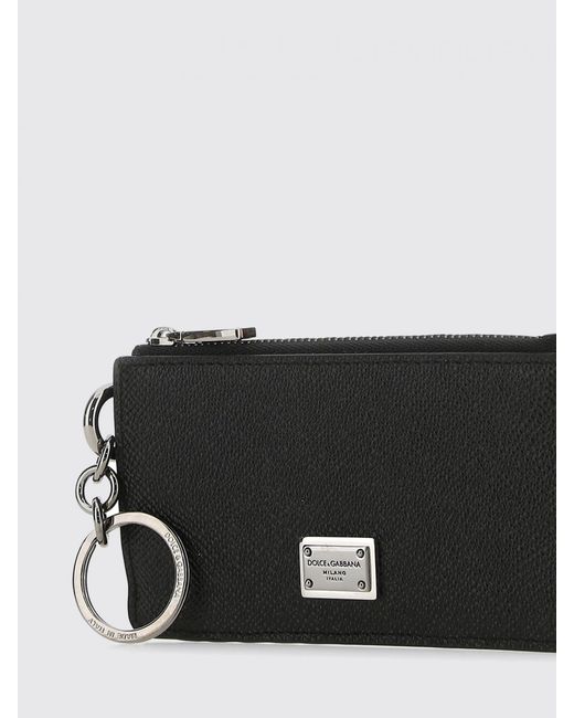 Dolce & Gabbana Black Dolce &Amp Gabbana Grain Leather Credit Card Holder for men