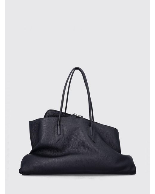The Attico Blue La Passeggiata Hammered Calfskin Leather Shoulder Bag