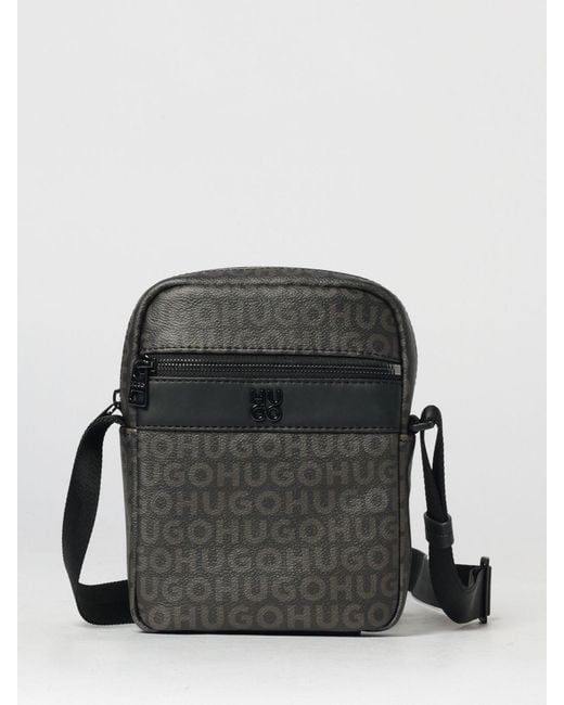 HUGO Black Printed Logo Polyester Bag for men