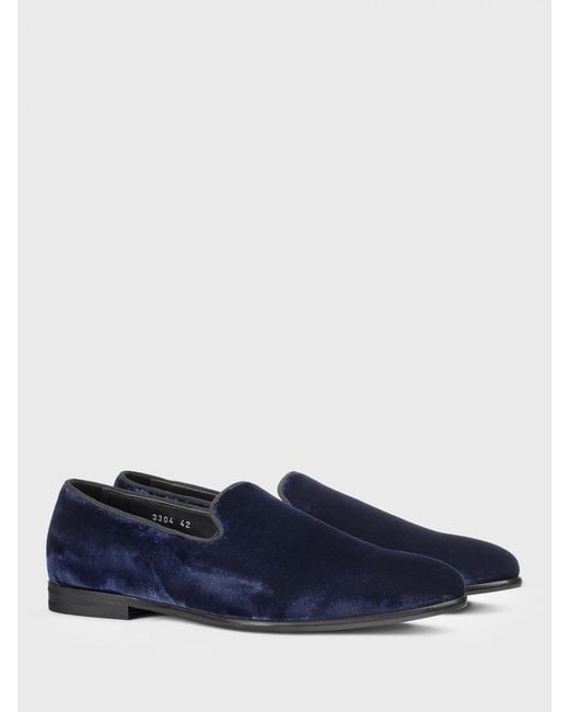 Doucal's Blue Velvet Loafers for men
