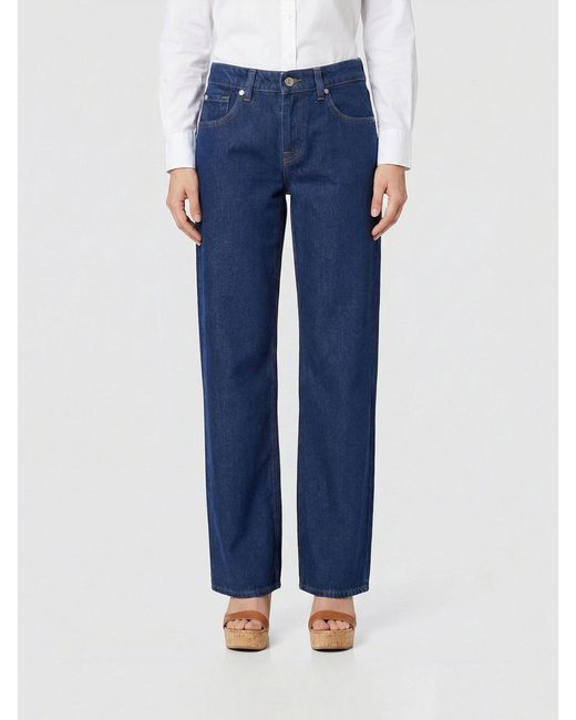 7 For All Mankind Blue Low Straight Denim Jeans