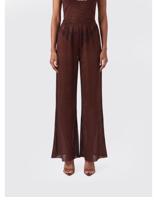 Oseree Red Lurex Palazzo Trousers