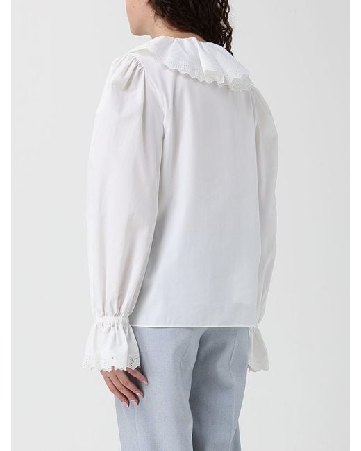 Alberta Ferretti White Cotton Shirt With Ruffles