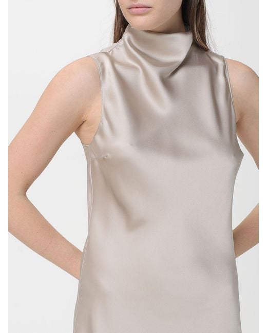 Patrizia Pepe Natural Satin Midi Dress