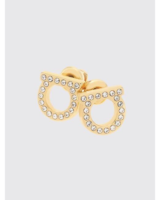Ferragamo Metallic Gancini-Ohrstecker Aus Vergoldetem Messing Mit Kristallen