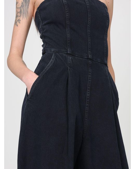Agolde Blue Cotton Denim Jumpsuit