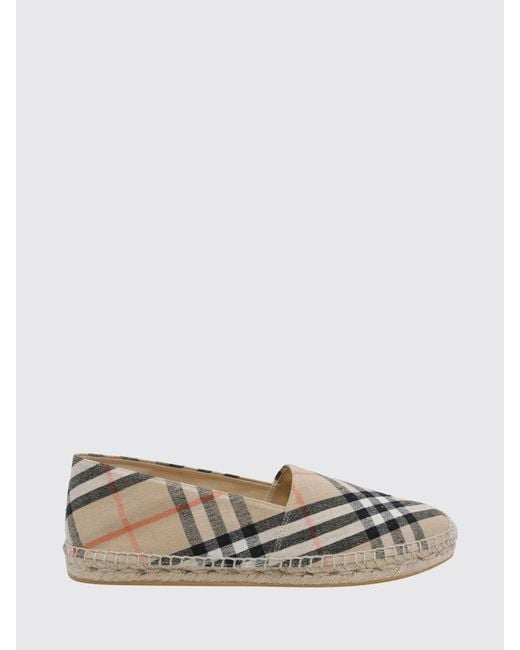 Burberry Natural Mews Linen Blend Espadrilles With Vintage Check Print for men