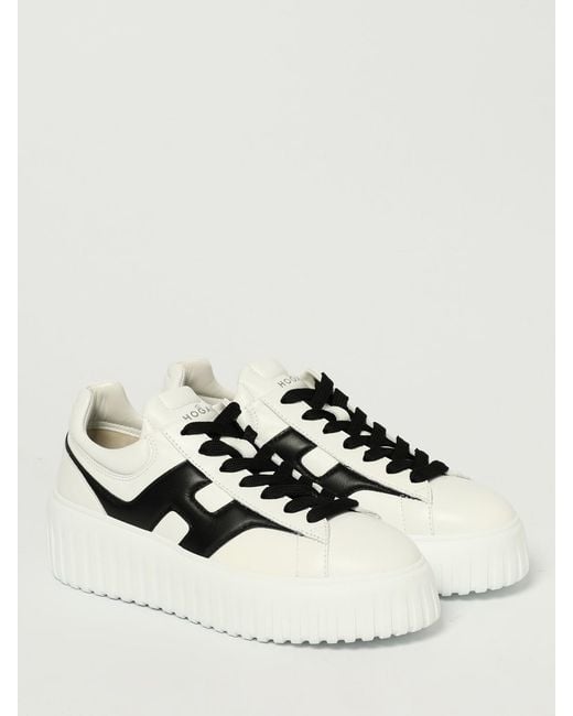 Hogan White H-Stripes Leather Sneakers