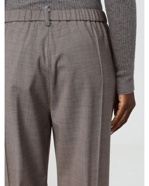 Fabiana Filippi Gray Slim Fit Wool Blend Skinny Trousers With Monile Detail