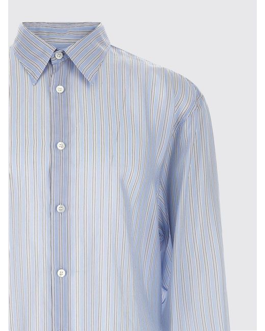 Dries Van Noten Blue Striped Cupro Shirt for men