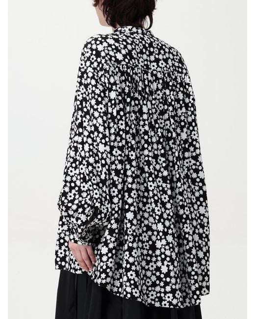 Marni Black Floral Print Blouse Long Sleeves Loose Fit