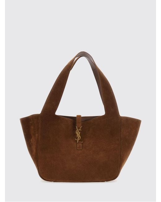 Saint Laurent Brown Le 5 À 7 Bea Suede Shoulder Bag With Ysl Buckle