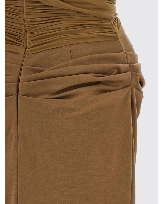 Magda Butrym Natural Draped Off-The-Shoulder Midi Sheath Dress