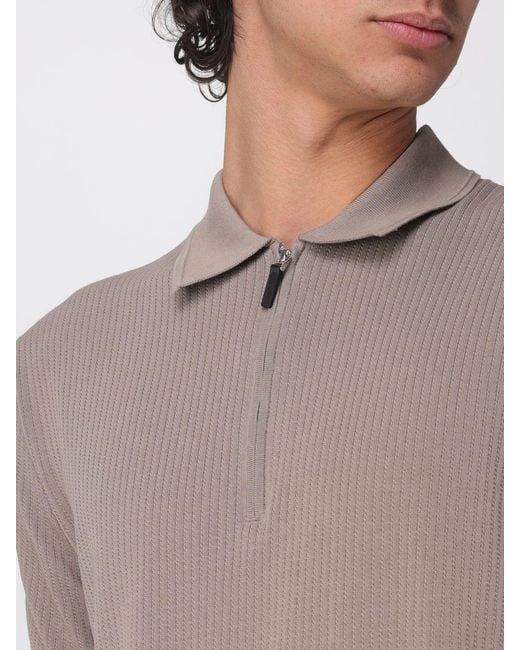 Kangra Gray Cotton Knit Polo Shirt for men