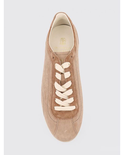 Brunello Cucinelli Natural Leather And Suede Low-Top Sneakers for men