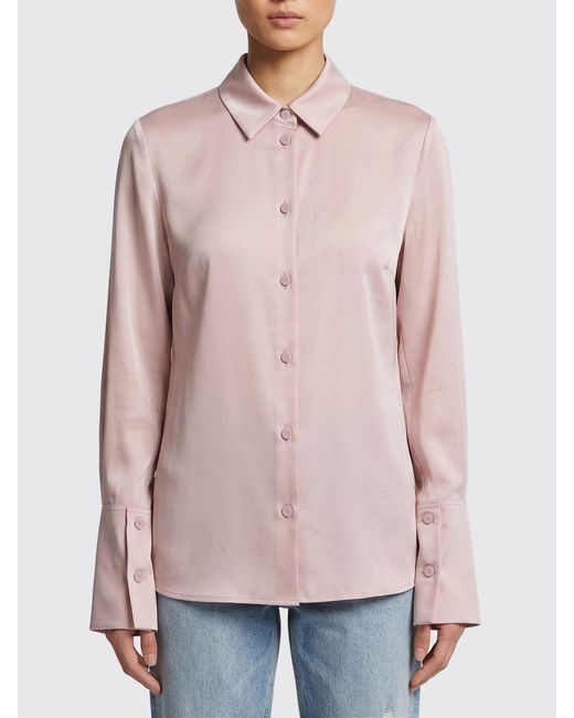 Max Mara Pink Classic Stretch Silk Shirt