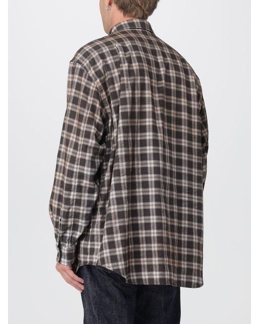 DSquared² Gray X Magliano Butch Check-Print Tie-Neck Shirt for men