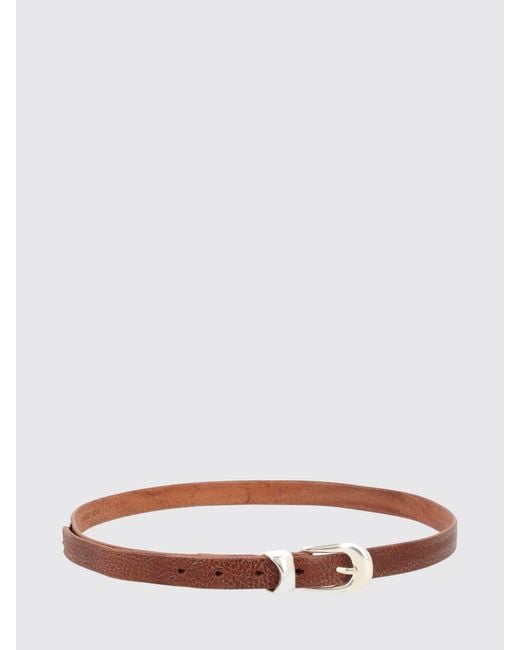 Our Legacy Brown Grained Leather Belt With Pin Buckle for men