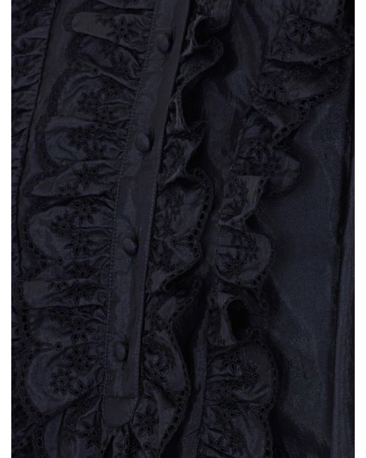 Chloé Black Chlo&Eacute Silk Blend Blouse With Ruffles
