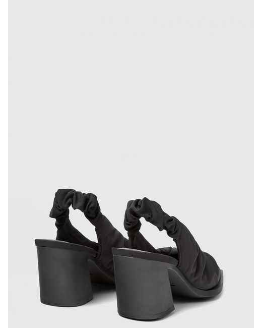 Camper Black Karole Ruched Fabric Slingback