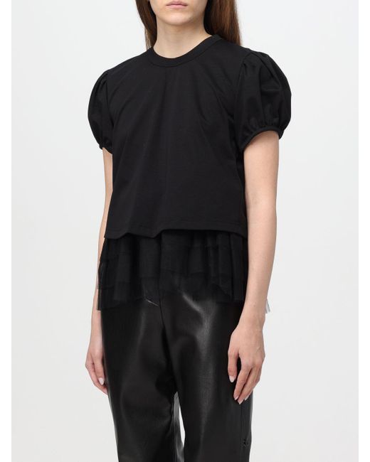 T-shirt in cotone e tulle di Noir Kei Ninomiya in Black