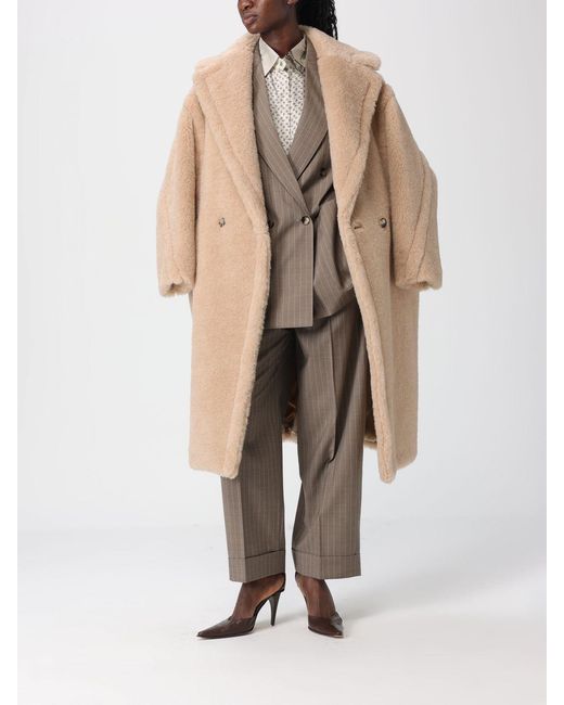 Max Mara Natural Pinstriped Virgin Wool Trousers