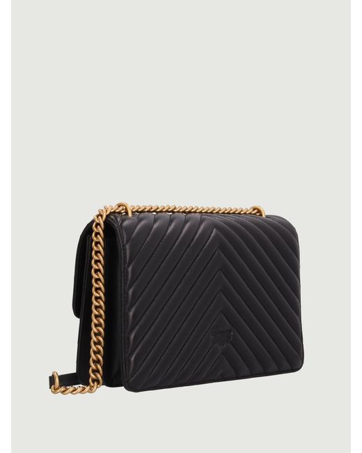 Pinko Black Love One Classic Medium Chevron Quilted Nappa Bag