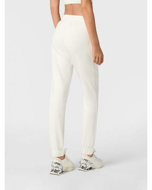 Philipp Plein White Jersey Jogger Trousers With Drawstring And Contrasting Logo