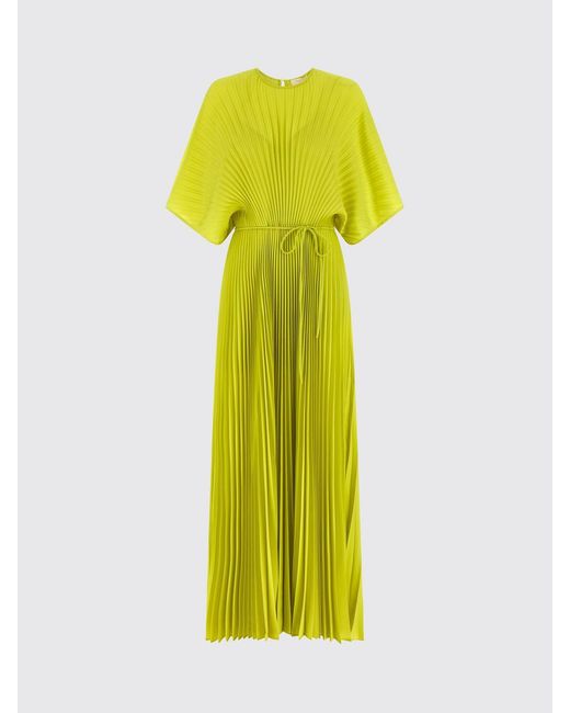 Twinset Yellow Pleated Crêpe Long Dress