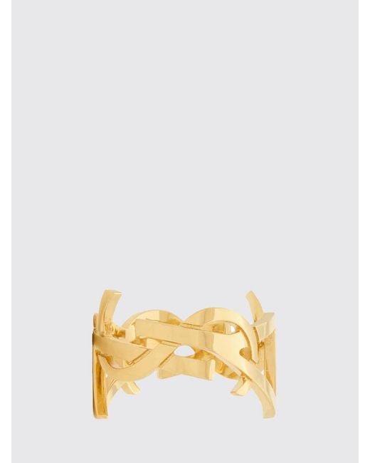 Saint Laurent Metallic Cassandre Brass Band Ring With Ysl Monogram