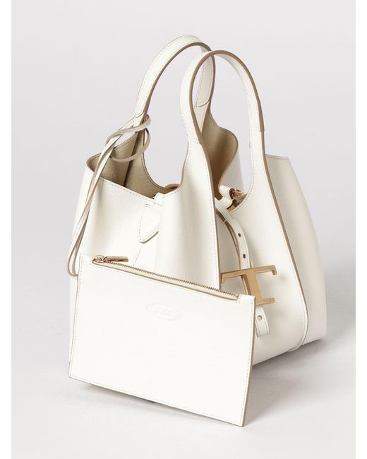 Tod's Natural Mini T Timeless Leather Shopping Bag