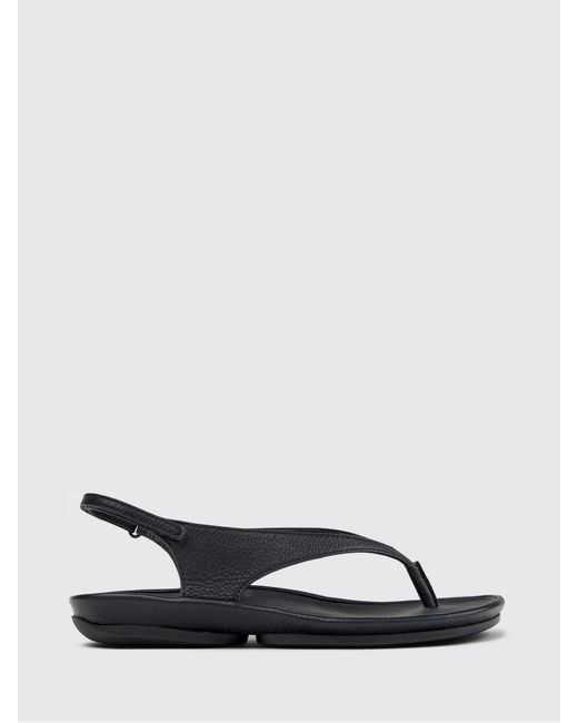 Camper White Right Isla Grained Leather Sandals
