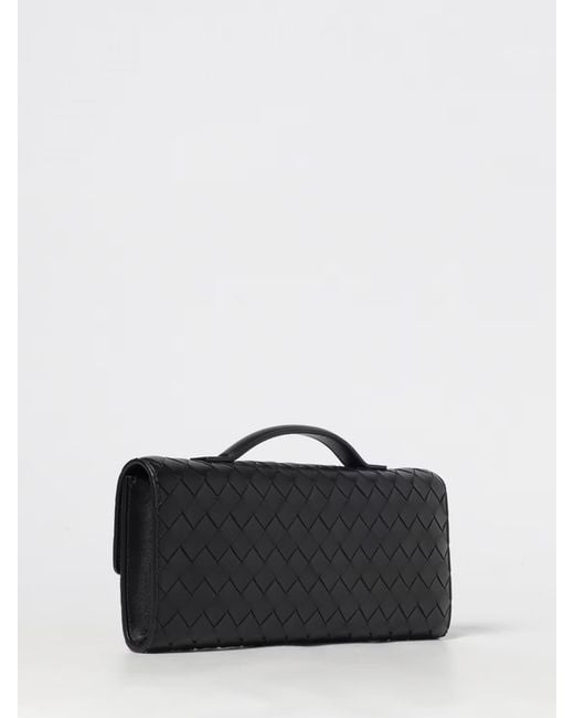 Bottega Veneta Black Andiamo Woven Leather Clutch