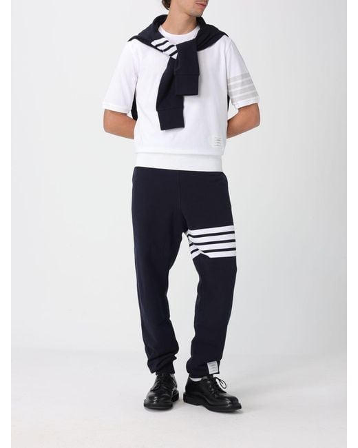 Thom Browne White 4-Bar Cotton T-Shirt for men
