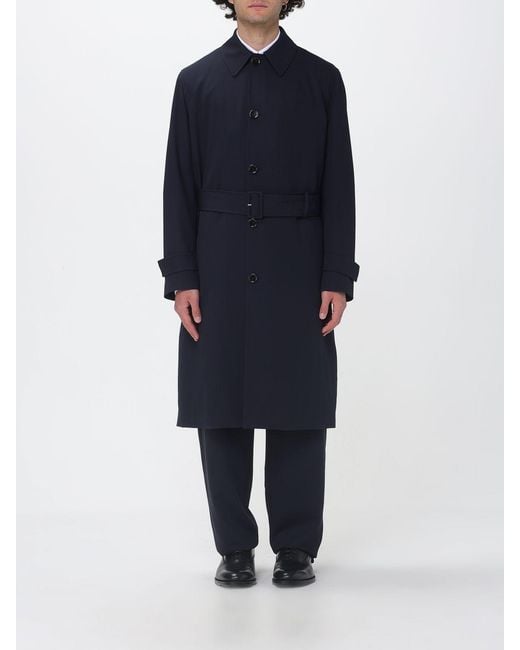 Lardini Blue Virgin Wool Trench Coat for men