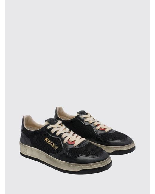 Autry Black Medalist Low Super Vintage Calfskin Sneakers With Worn Effect for men
