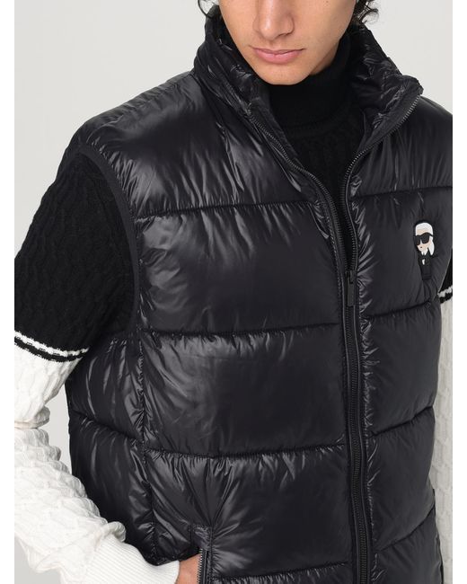 Karl Lagerfeld Black Quilted Nylon Vest for men