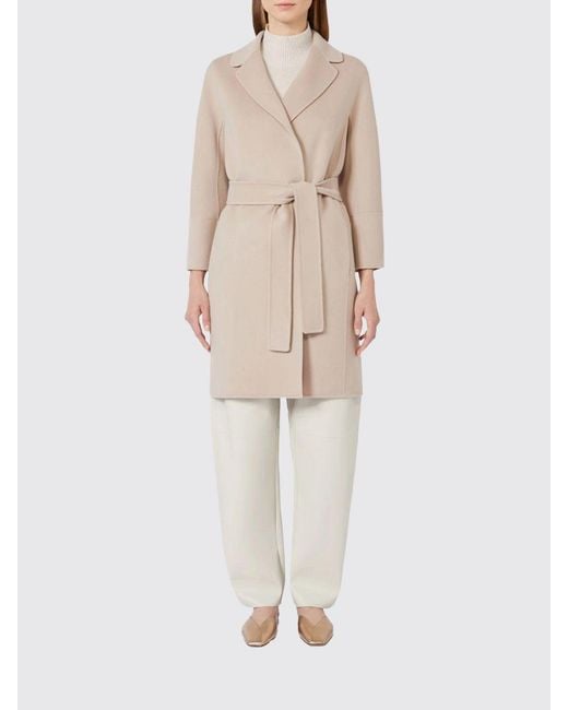 Max Mara Natural Virgin Wool Wrap Coat