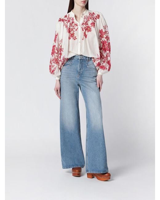 Etro Blue Paisley Print Cotton Shirt