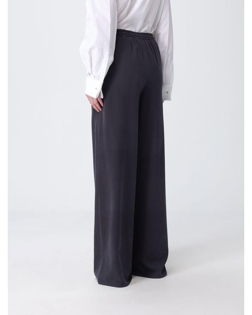 Max Mara Blue Silk Wide-Leg Trousers With Drawstring