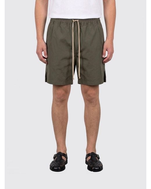 Rick Owens Green Oversized Cotton Drawstring Shorts for men