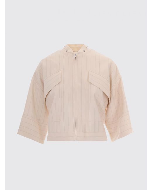 Liu Jo Natural Pinstriped Viscose Blend Jacket