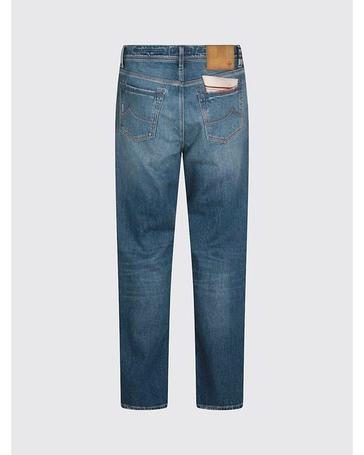 Jacob Cohen Blue Straight-Fit Five-Pocket Distressed Denim Jeans for men