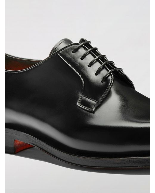 Santoni Black Brogue Shoes for men
