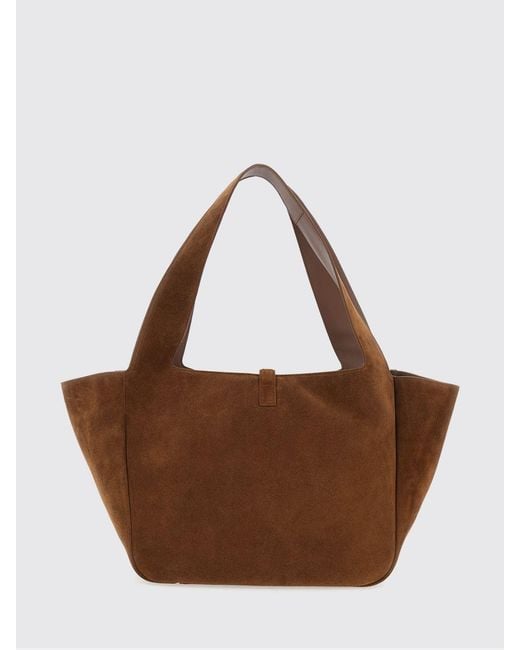 Saint Laurent Brown Le 5 À 7 Bea Suede Shoulder Bag With Ysl Buckle