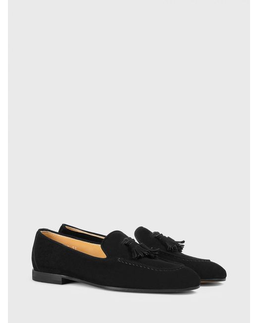 Doucal's Black Suede Loafers With Tassels
