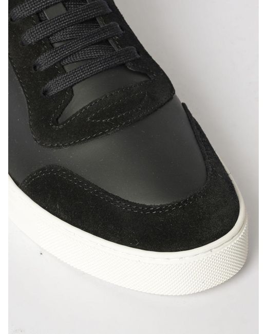 Burberry Black Check Leather And Cotton Blend Sneakers for men