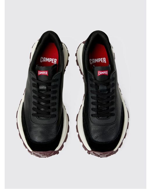 Camper Black Drift Trail Grained Leather And Suede Sneakers for men