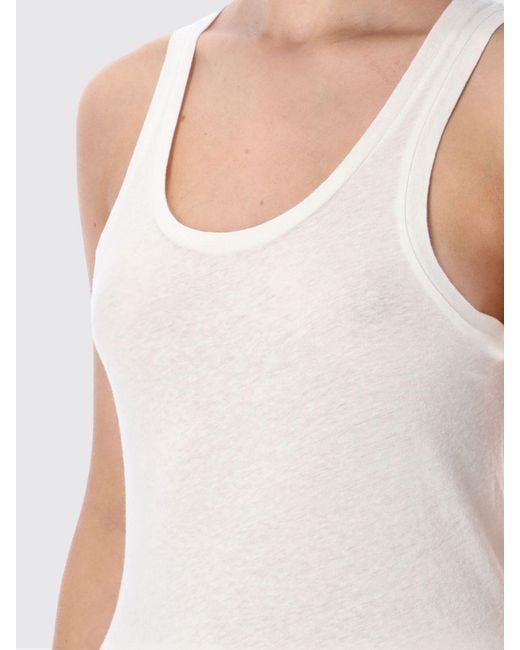 American Vintage White Slim Fit Cotton Crew Neck Tank Top